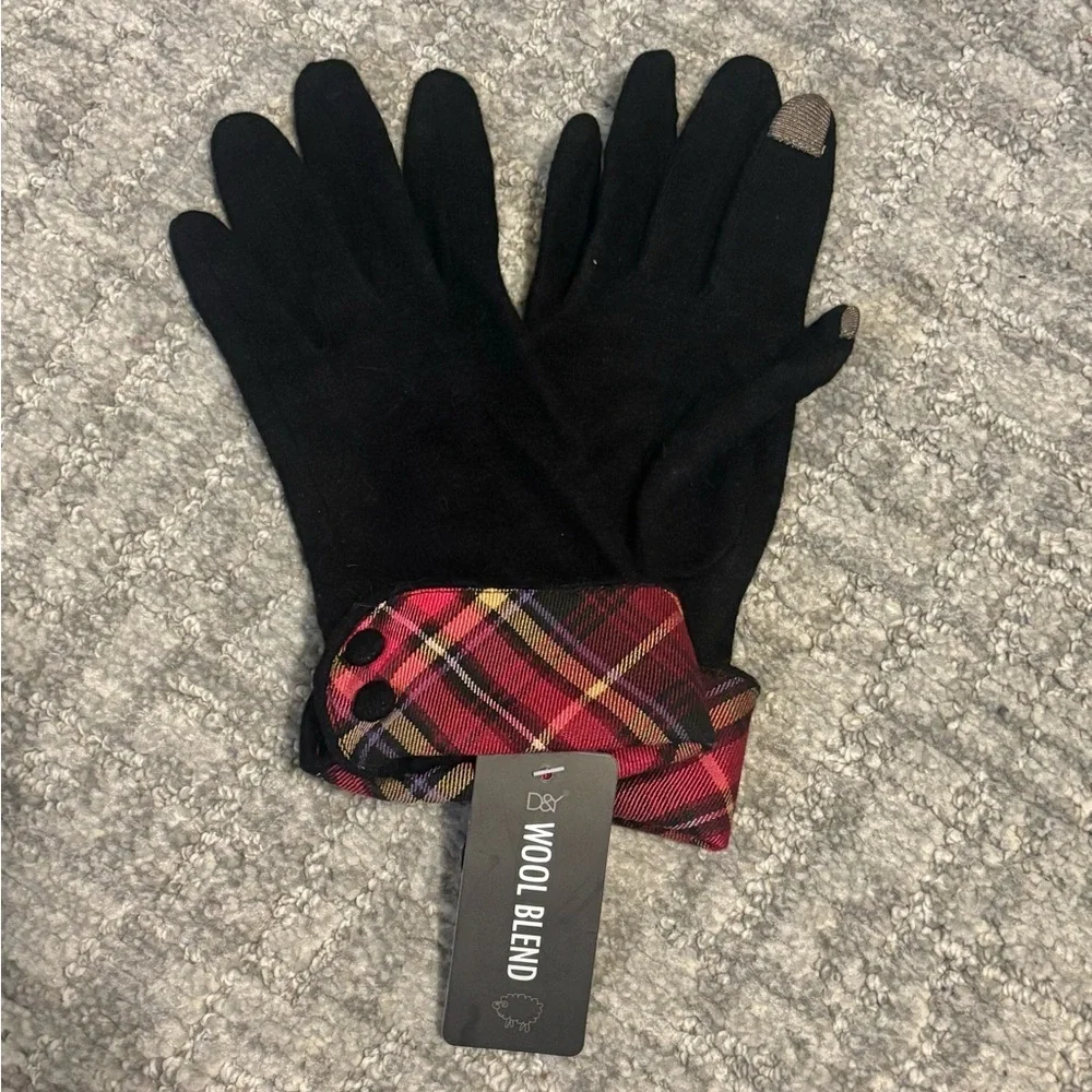NWT D&Y Wool Blend Tartan Plaid Gloves with Magic Touch Technology